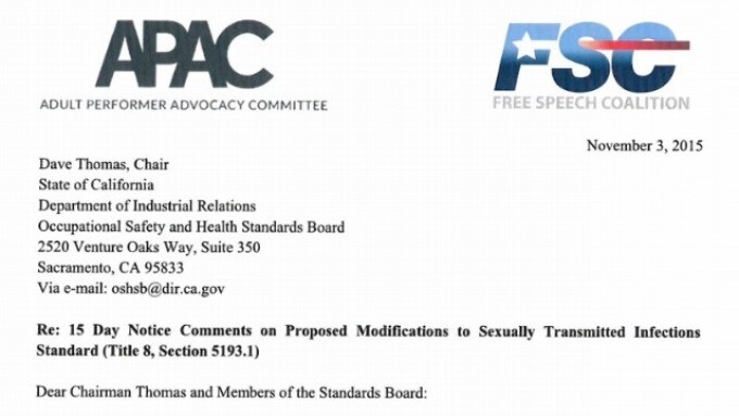 APAC, FSC Respond to Cal/OSHA Over Proposed Porn Regs