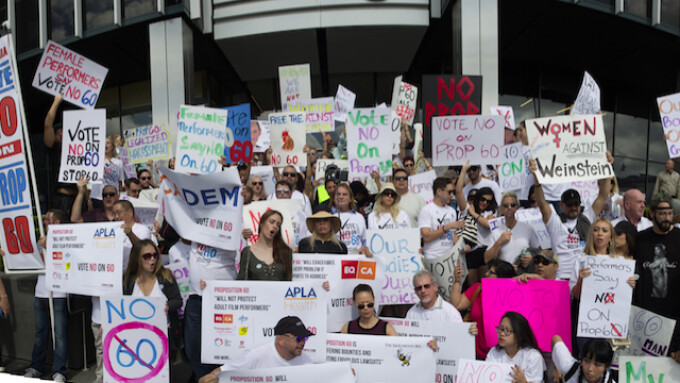 Hundreds March Against Prop 60 in Rousing L.A. Rally