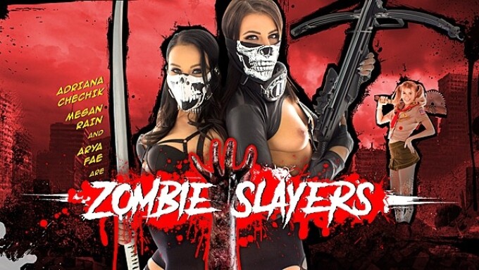 Adriana Chechik, Megan Rain, Arya Fae in WankzVR's 'Zombie Slayers'