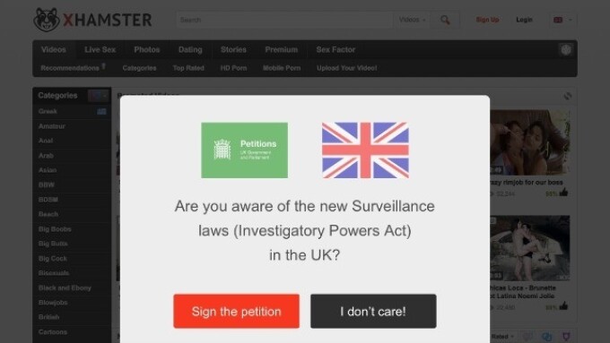 xHamster Asks U.K. Users to Sign Petition