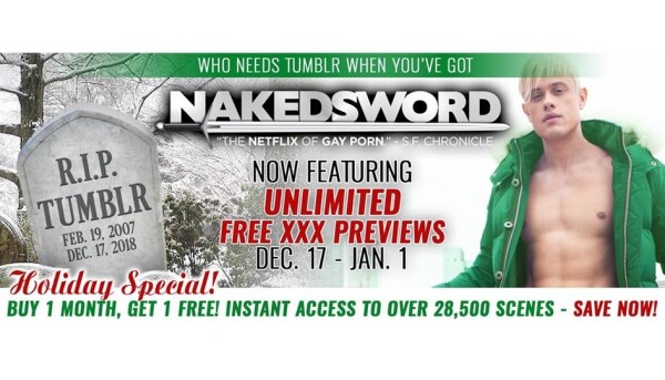 NakedSword Responds to Tumblr's New Anti-Porn Policy With Free Preview