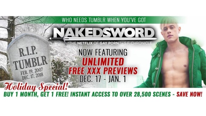 NakedSword Responds to Tumblr's New Anti-Porn Policy With Free Preview