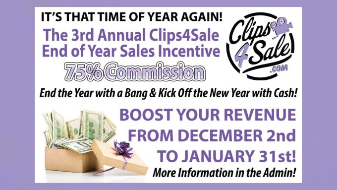 Clips4Sale Rolls Out 3rd Annual End of Year Sales Incentive