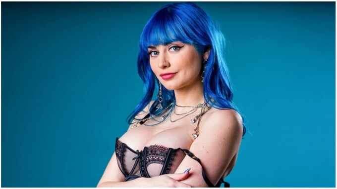 Wallpaper bra, beautiful, model, tits, big tits, blue hair color, jewelz  blu for mobile and desktop, section девушки, resolution 3840x2160 - download