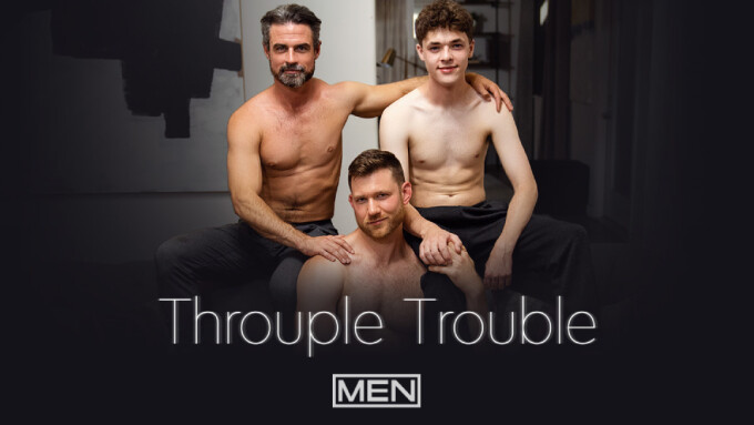 Men.com Debuts Caden Jackson's 1st Threesome in 'Throuple Trouble'