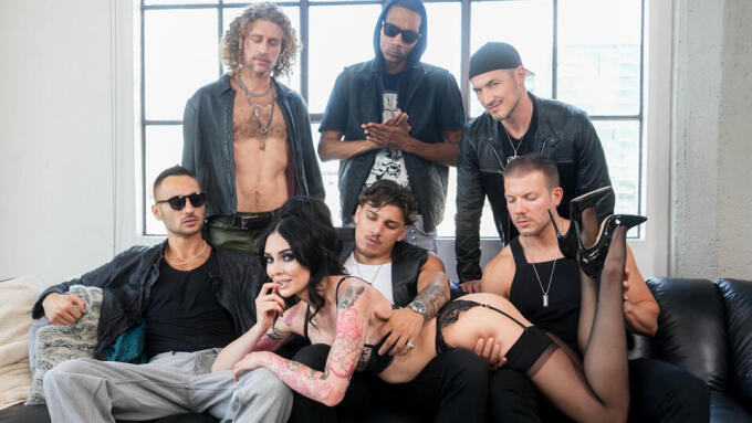 Charlotte Sins Performs Her 1st Gangbang for Adult Time