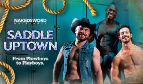 Theo Dore, Harrison Feels & Marcus McNeill Front Finale of 'Saddle Uptown' From NakedSword