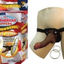 Afro American Whoppers Vibrating 8” Dong With Universal Harness