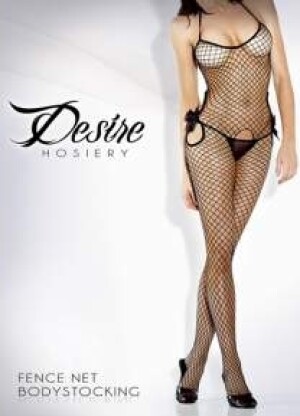 Cutout Fishnet Bodystocking w/Bow Accent Queen Size