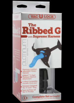 Vac-u-lock Platinum Edition • The Ribbed G With Supreme Harness - Blue
