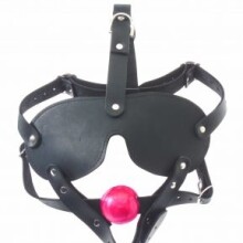 1.5" TPR gag ball with blindfold