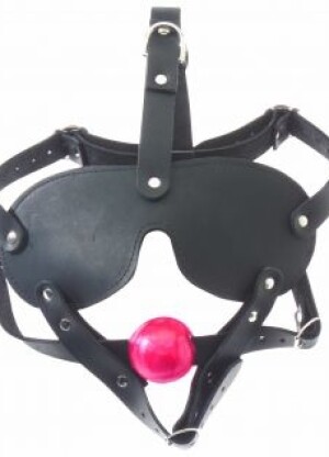 1.5" TPR gag ball with blindfold