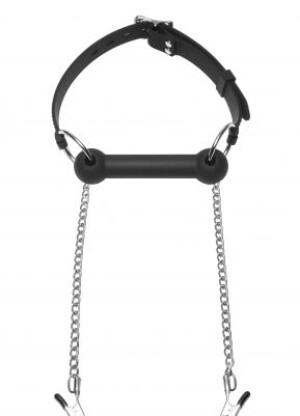 Master Series - Equine Silicone Bit Gag with Nipple Clamps