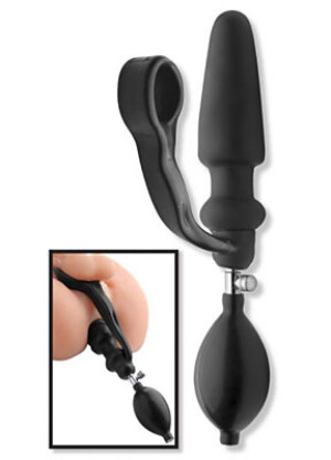 Master Series Exxpander Inflatable Plug with Cock Ring and Removable Pump