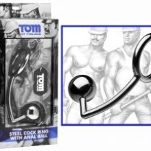 Tom of Finland Stainless Steel Cock Ring with Anal Ball