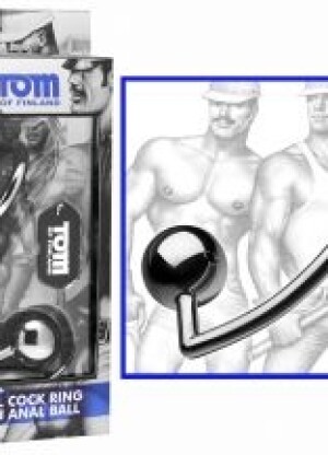 Tom of Finland Stainless Steel Cock Ring with Anal Ball