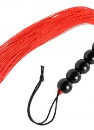 Crimson Tied Afterglow Rubber Flogger with Beaded Handle