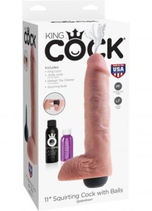 King Cock 11" Squirting Cock W/ Balls