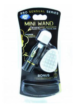 Pro Sensual Mini Wand W/BONUS Tip & Travel Pouch Black