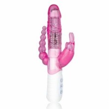 Slim Double Penetration Rabbit With Vibrating Anal Beads - Pink