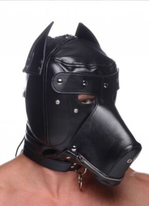 Master Series Muzzled Universal BDSM Hood with Removable Muzzle