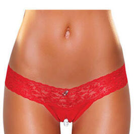 Crotchless Stimulating Panties with Pearl Pleasure Beads
