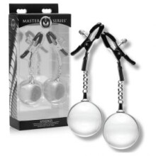 Master Series Spheres Adjustable Nipple Clamps with Weighted Clear Orbs