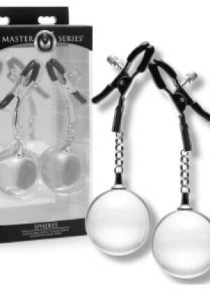 Master Series Spheres Adjustable Nipple Clamps with Weighted Clear Orbs