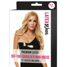 Premium Latex Off-the-Shoulder Mini Dress