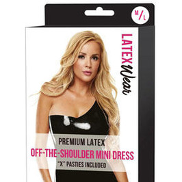 Premium Latex Off-the-Shoulder Mini Dress