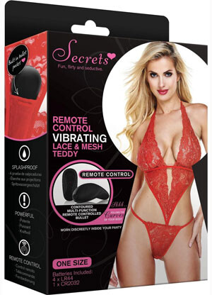 Secrets Remote Control Vibrating Lace & Mesh Teddy