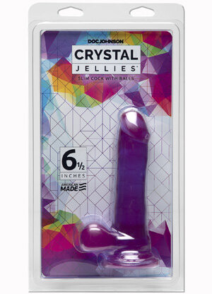 Crystal Jellies – Slim Cock with Balls – 6.5 Inch – Purple 