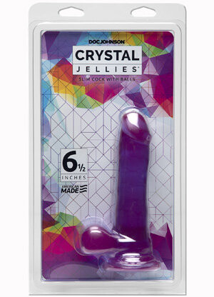 Crystal Jellies – Slim Cock with Balls – 6.5 Inch – Purple