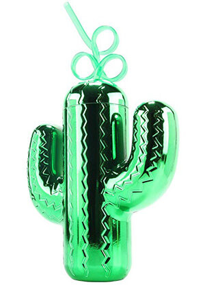 Cactus Cup With Plastic Straw