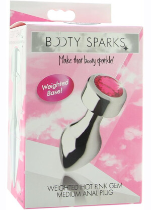 Booty Sparks Weighted Hot Pink Gem Small Anal Plug