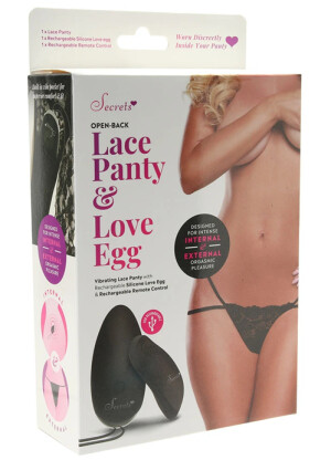 Secrets Open-Back Lace Panty & Love Egg