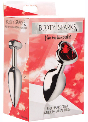 Booty Sparks Red Heart Gem Glass Medium Anal Plug