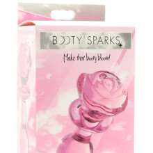Booty Sparks Pink Rose Glass Anal Plug Medium