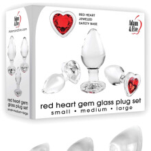 Adam & Eve Red Heart Gem Glass Plug Set 