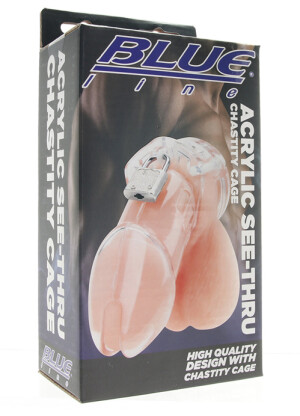 Blue Line Acrylic See-Thru Chastity Cage