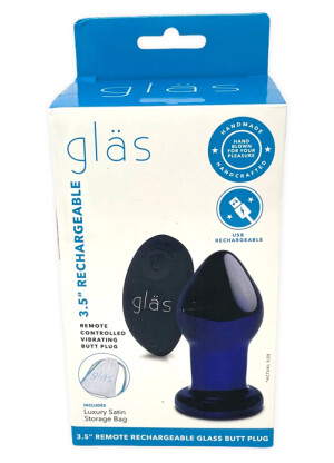 Glas 3.5” Rechargeable Remote Controlled Vibrating Beaded Butt Plug