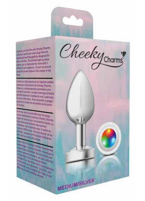 Cheeky Charms Medium - Silver Light Up Anal Plug