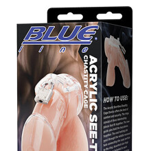 Blue Line Acrylic See-Thru Chastity Cage