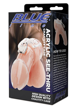 Blue Line Acrylic See-Thru Chastity Cage
