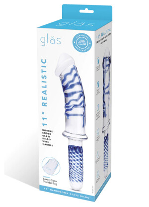 Glas 11-inch Realistic Double-Ended Glass Dildo with Handle