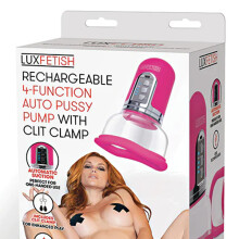 Lux Fetish Rechargeable 4-Function Auto Pussy Pump With Clit Clamp 
