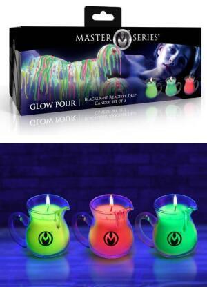 Glow Pour Blacklight Reactive Drip Candle Set of 3 